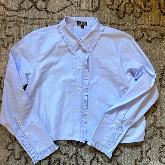 J Crew Ruffle trim button up shirt - Picture 2 of 6